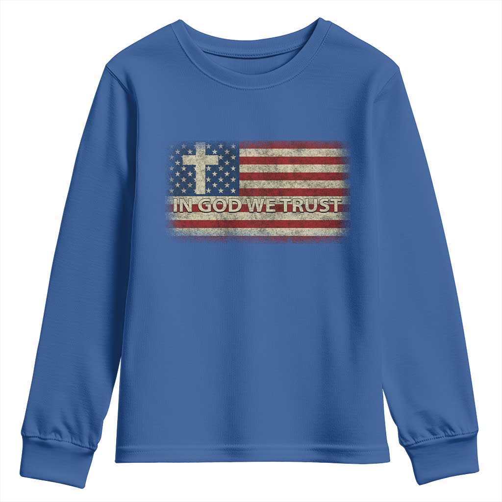 In God We Trust Christian US Flag Youth Sweatshirt