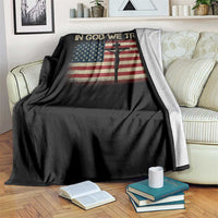 Christian USA Flag Throw Blanket American Christ Faith Cross Patriotic In God We Trust