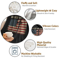 Christian USA Flag Throw Blanket American Christ Faith Cross Patriotic In God We Trust