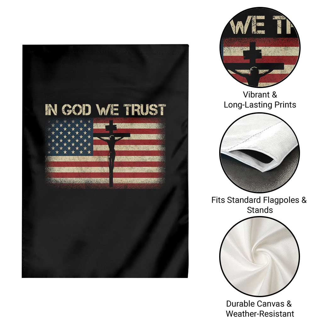 Christian USA Flag Garden Flag American Christ Faith Cross Patriotic In God We Trust