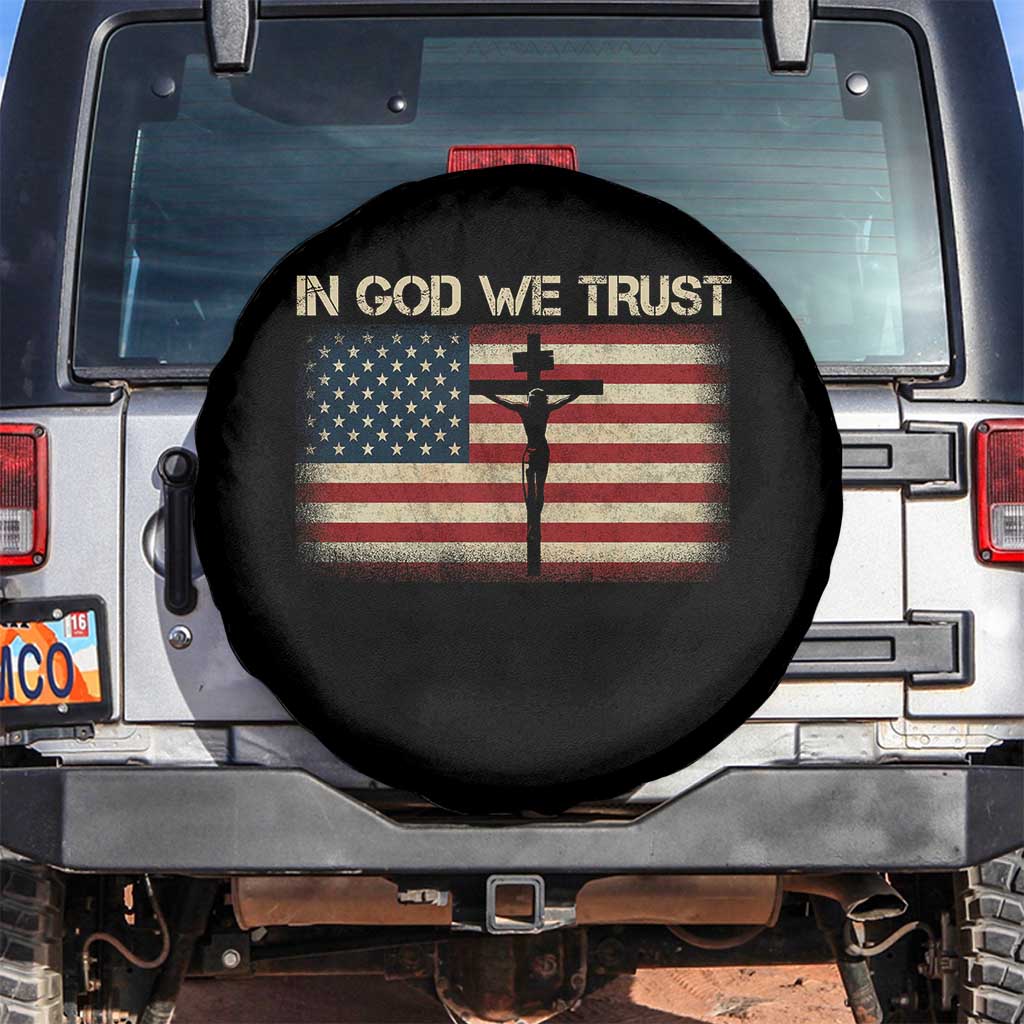 Christian USA Flag Spare Tire Cover American Christ Faith Cross Patriotic In God We Trust