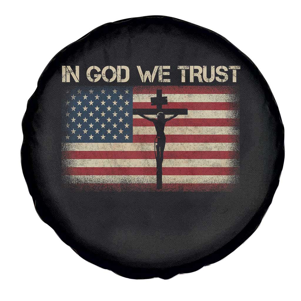Christian USA Flag Spare Tire Cover American Christ Faith Cross Patriotic In God We Trust