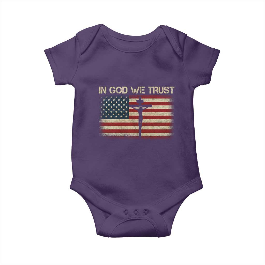 Christian USA Flag Baby Onesie American Christ Faith Cross Patriotic In God We Trust
