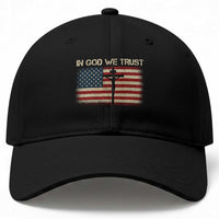 Christian USA Flag Baseball Cap American Christ Faith Cross Patriotic In God We Trust