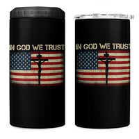 Christian USA Flag 4 in 1 Can Cooler Tumbler American Christ Faith Cross Patriotic In God We Trust