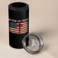 Christian USA Flag 4 in 1 Can Cooler Tumbler American Christ Faith Cross Patriotic In God We Trust
