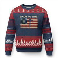Christian USA Flag Ugly Christmas Sweater American Christ Faith Cross Patriotic In God We Trust