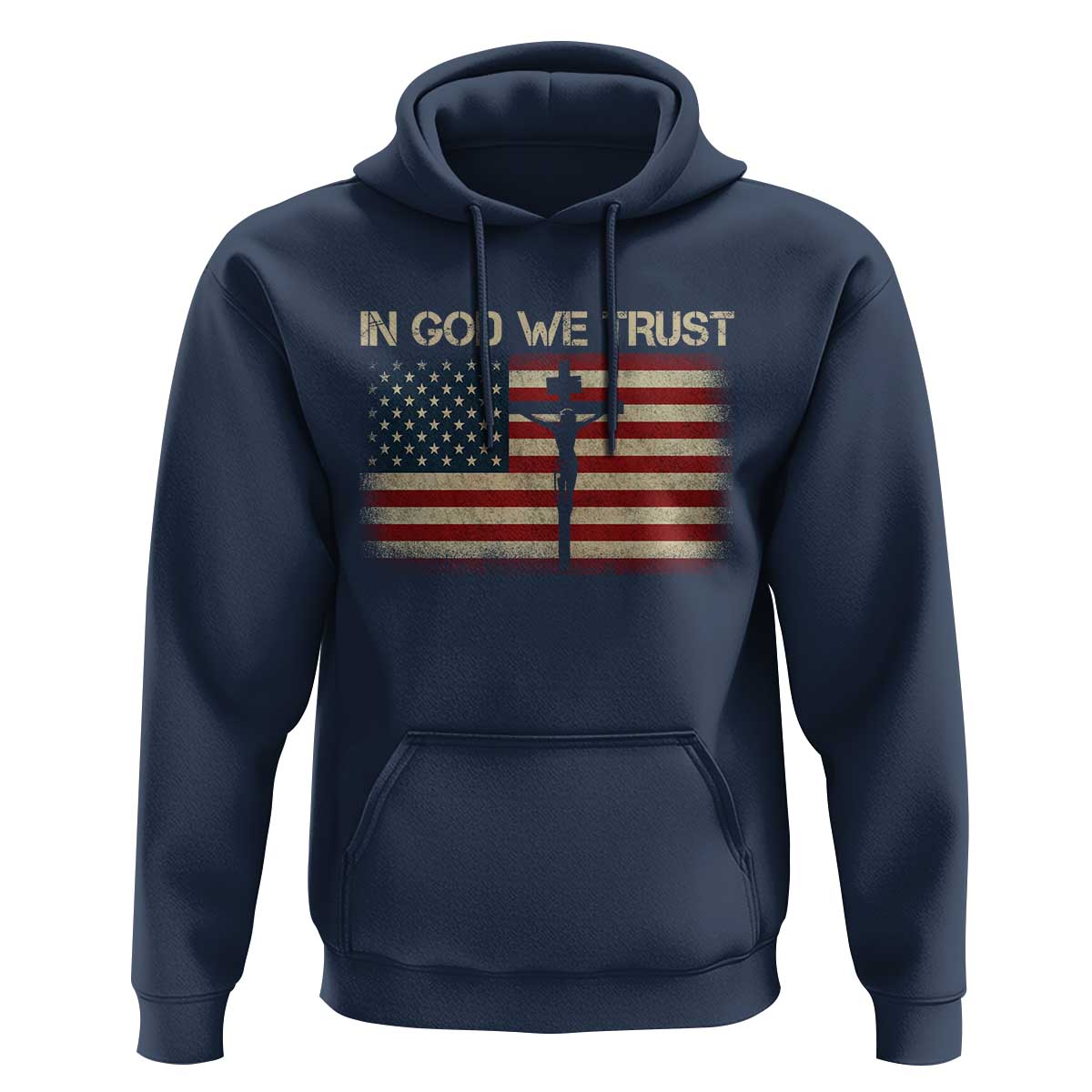 Christian USA Flag Hoodie American Christ Faith Cross Patriotic In God We Trust