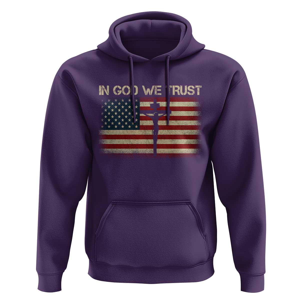 Christian USA Flag Hoodie American Christ Faith Cross Patriotic In God We Trust