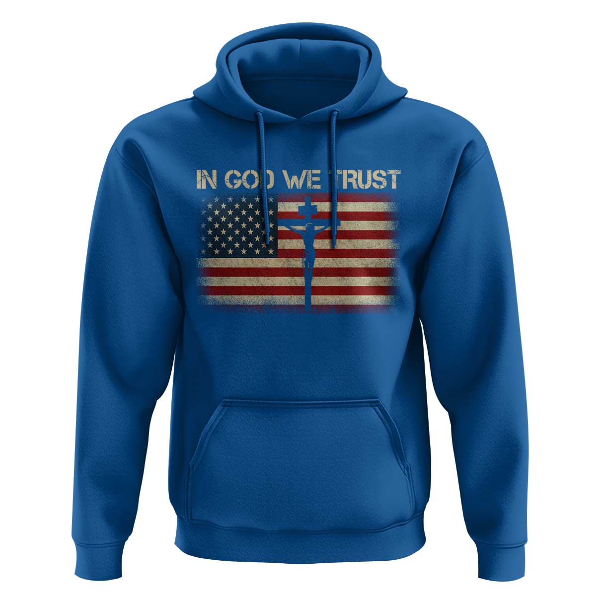 Christian USA Flag Hoodie American Christ Faith Cross Patriotic In God We Trust