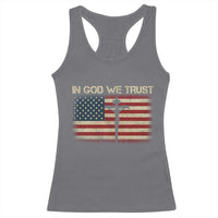 Christian USA Flag Racerback Tank Top American Christ Faith Cross Patriotic In God We Trust