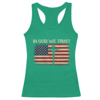 Christian USA Flag Racerback Tank Top American Christ Faith Cross Patriotic In God We Trust