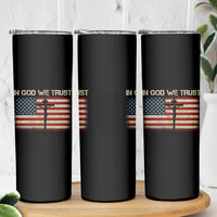 Christian USA Flag Skinny Tumbler American Christ Faith Cross Patriotic In God We Trust