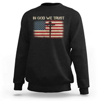 Christian USA Flag Sweatshirt American Christ Faith Cross Patriotic In God We Trust