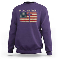 Christian USA Flag Sweatshirt American Christ Faith Cross Patriotic In God We Trust