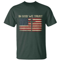 Christian USA Flag T Shirt American Christ Faith Cross Patriotic In God We Trust