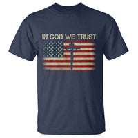 Christian USA Flag T Shirt American Christ Faith Cross Patriotic In God We Trust