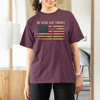 Christian USA Flag T Shirt For Women American Christ Faith Cross Patriotic In God We Trust