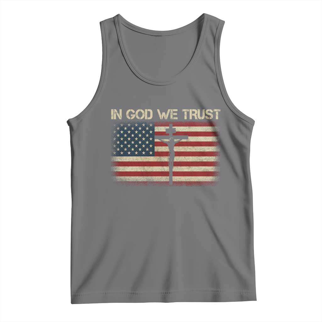 Christian USA Flag Tank Top American Christ Faith Cross Patriotic In God We Trust