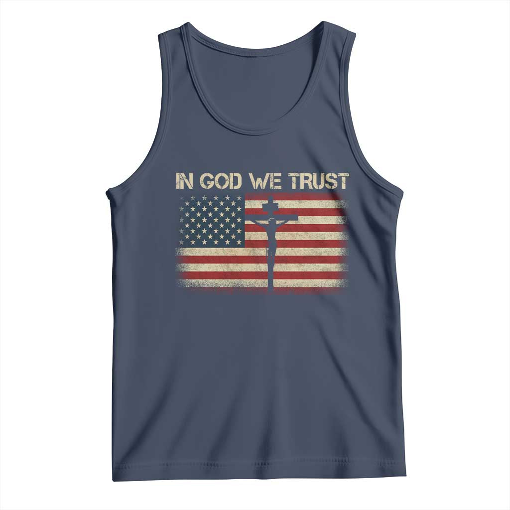 Christian USA Flag Tank Top American Christ Faith Cross Patriotic In God We Trust