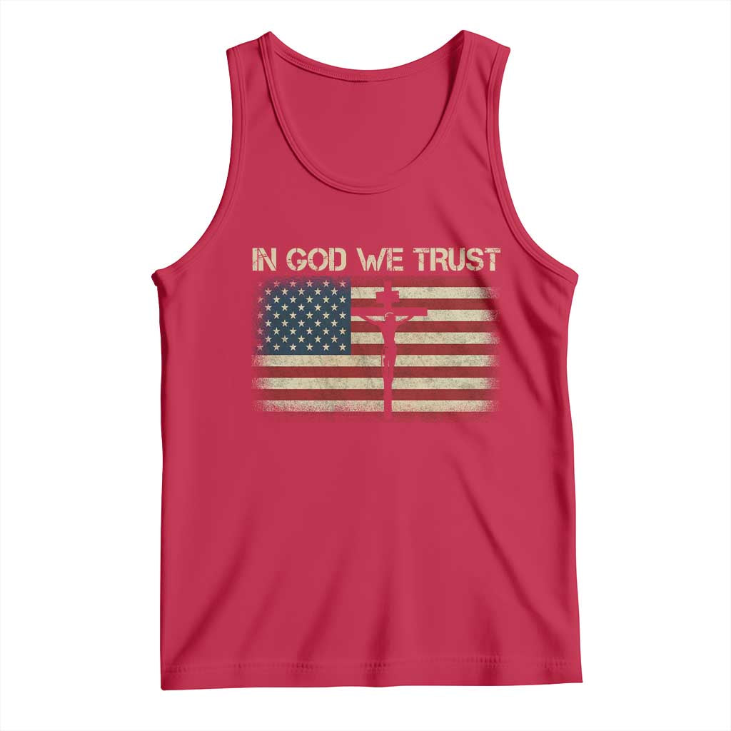 Christian USA Flag Tank Top American Christ Faith Cross Patriotic In God We Trust