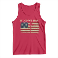 Christian USA Flag Tank Top American Christ Faith Cross Patriotic In God We Trust