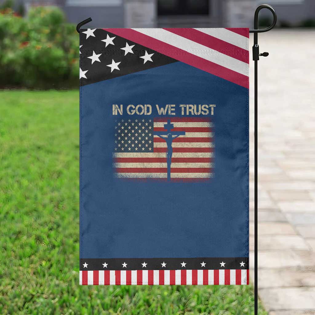 Christian USA Flag Garden Flag American Christ Faith Cross Patriotic In God We Trust