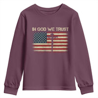 Christian USA Flag Youth Sweatshirt American Christ Faith Cross Patriotic In God We Trust