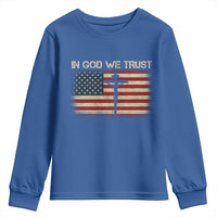 Christian USA Flag Youth Sweatshirt American Christ Faith Cross Patriotic In God We Trust
