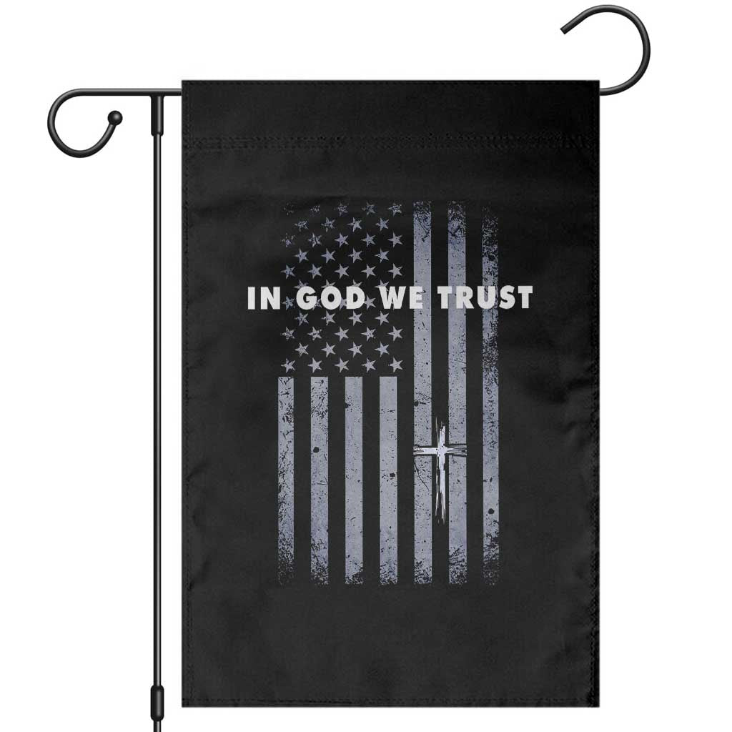 USA Flag Religious Quote Garden Flag In God We Trust American Patriotic Faith 4th of July Cross