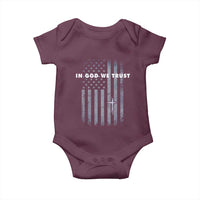 USA Flag Religious Quote Baby Onesie In God We Trust American Patriotic Faith 4th of July Cross