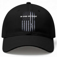 USA Flag Religious Quote Baseball Cap In God We Trust American Patriotic Faith 4th of July Cross