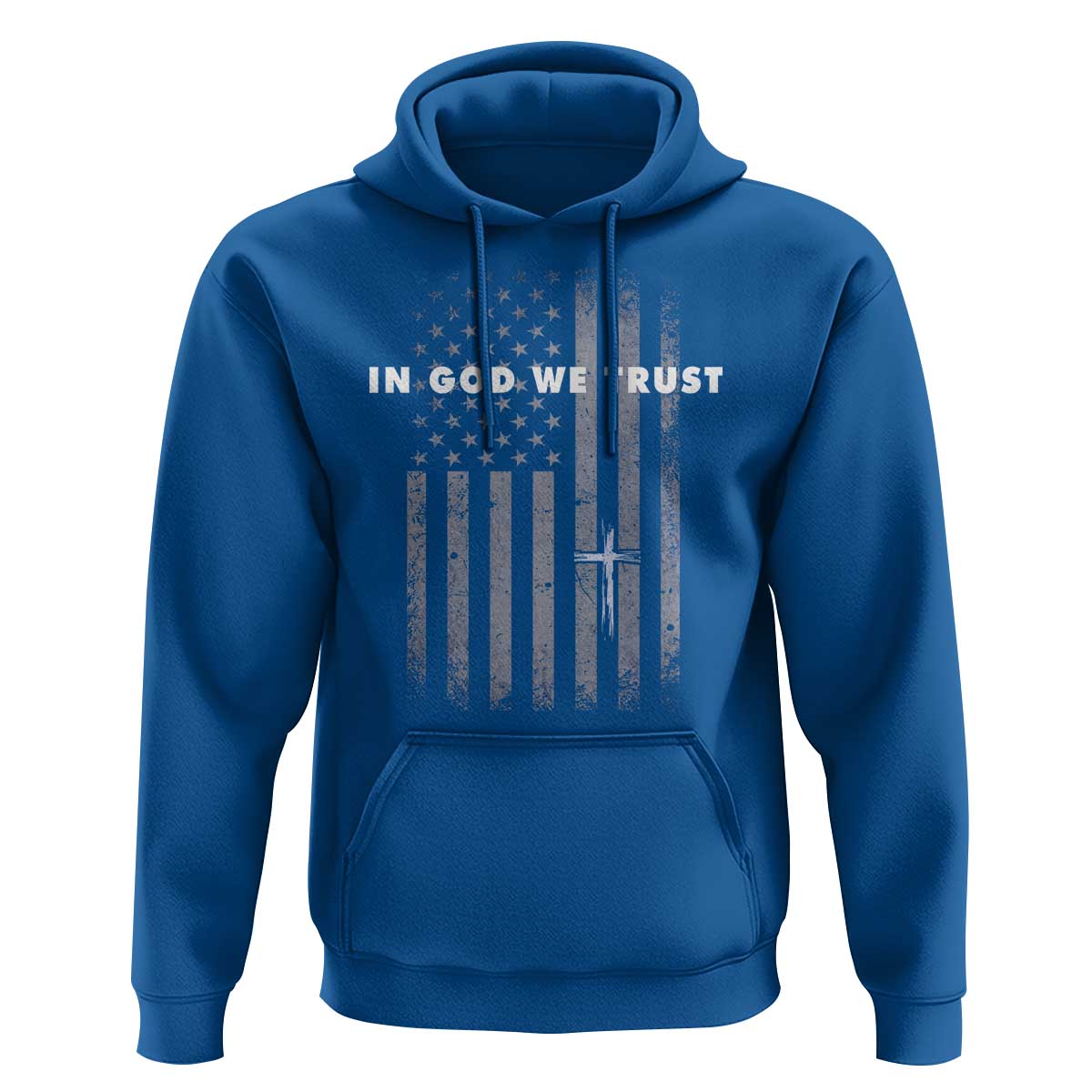 USA Flag Religious Quote Hoodie In God We Trust American Patriotic Faith 4th of July Cross