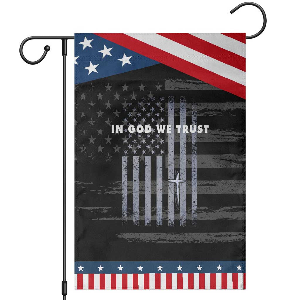USA Flag Religious Quote Garden Flag In God We Trust American Patriotic Faith 4th of July Cross