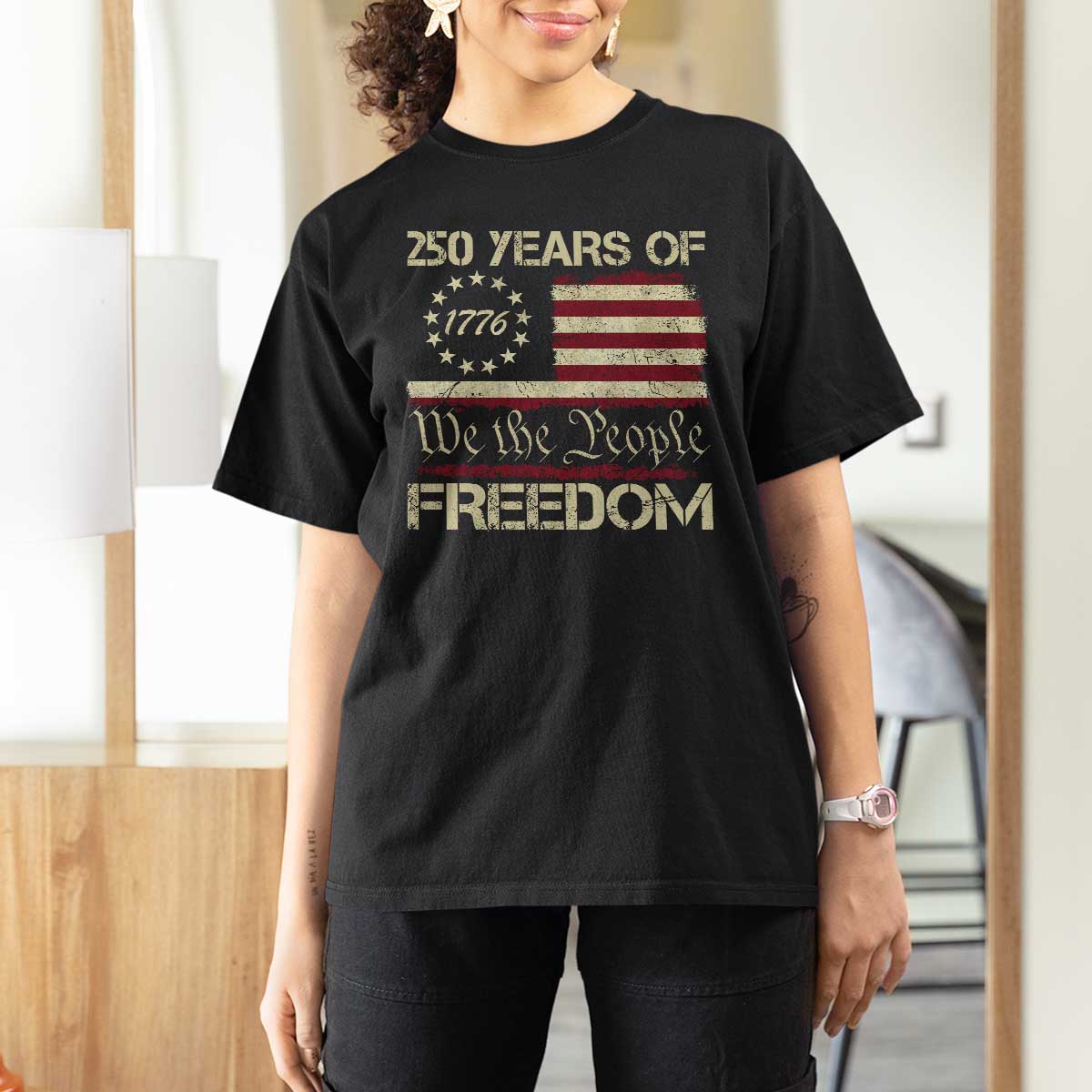 250 Years United States T Shirt For Women We The People 1776 2026 Flag Memorial Day Patriotic 250th Birthday