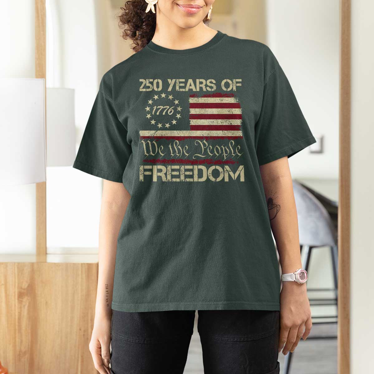 250 Years United States T Shirt For Women We The People 1776 2026 Flag Memorial Day Patriotic 250th Birthday