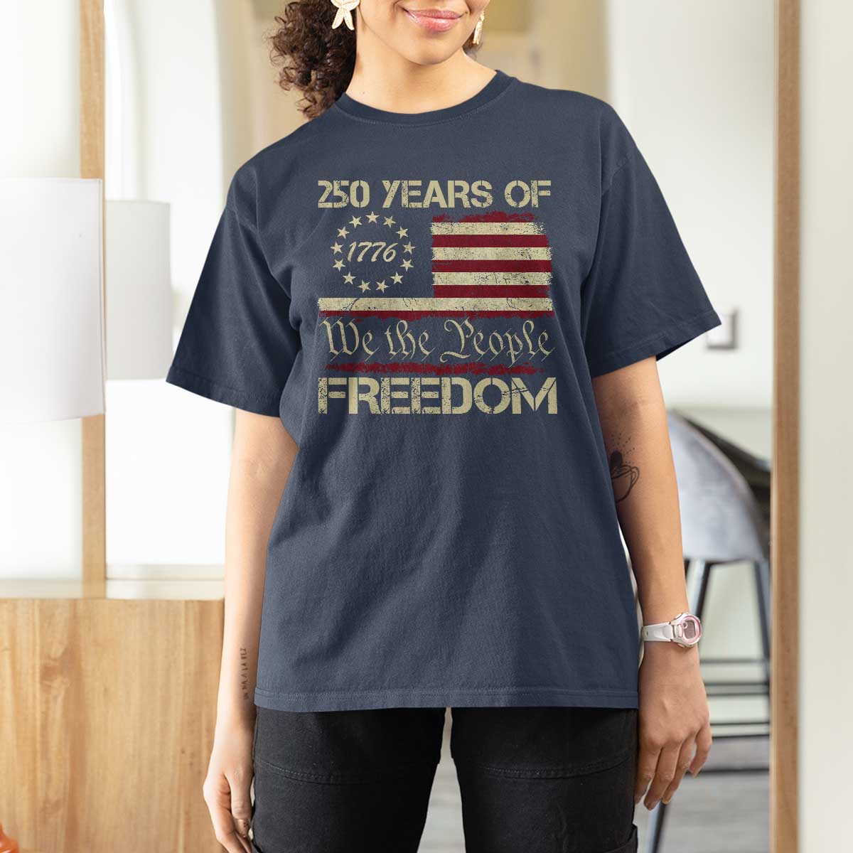 250 Years United States T Shirt For Women We The People 1776 2026 Flag Memorial Day Patriotic 250th Birthday