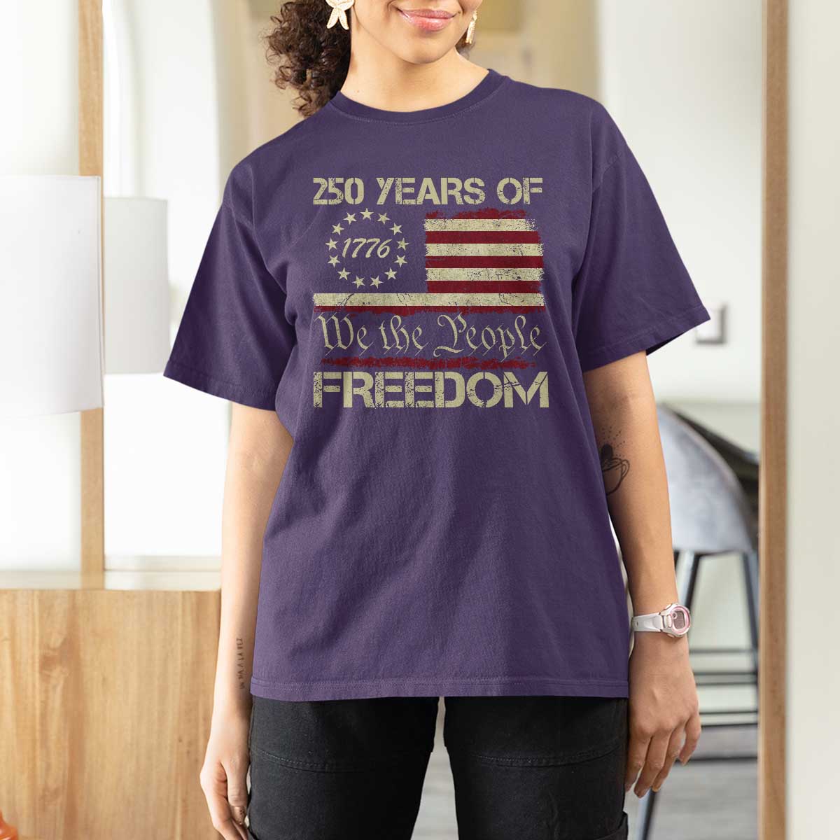 250 Years United States T Shirt For Women We The People 1776 2026 Flag Memorial Day Patriotic 250th Birthday