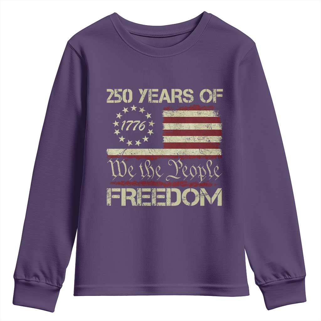 250 Years United States Youth Sweatshirt We The People 1776 2026 Flag Memorial Day Patriotic 250th Birthday
