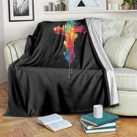Faith Cross Throw Blanket Christian Believe Blessed By God Colorful Watercolor Graphic