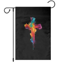 Faith Cross Garden Flag Christian Believe Blessed By God Colorful Watercolor Graphic
