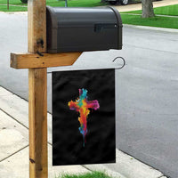 Faith Cross Garden Flag Christian Believe Blessed By God Colorful Watercolor Graphic