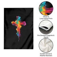 Faith Cross Garden Flag Christian Believe Blessed By God Colorful Watercolor Graphic