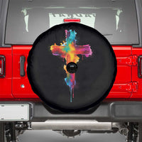 Faith Cross Spare Tire Cover Christian Believe Blessed By God Colorful Watercolor Graphic