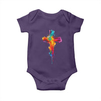 Faith Cross Baby Onesie Christian Believe Blessed By God Colorful Watercolor Graphic