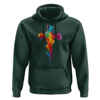 Faith Cross Hoodie Christian Believe Blessed By God Colorful Watercolor Graphic