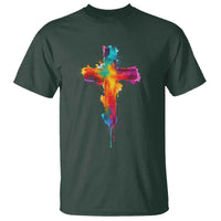 Faith Cross T Shirt Christian Believe Blessed By God Colorful Watercolor Graphic