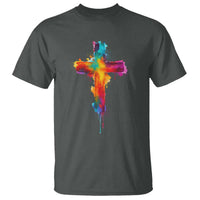 Faith Cross T Shirt Christian Believe Blessed By God Colorful Watercolor Graphic
