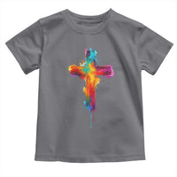 Faith Cross Toddler T Shirt Christian Believe Blessed By God Colorful Watercolor Graphic