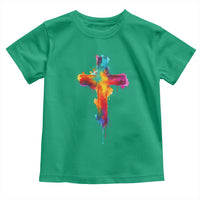 Faith Cross Toddler T Shirt Christian Believe Blessed By God Colorful Watercolor Graphic